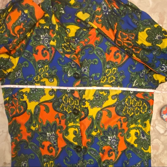 Vintage 70s Mod Floral Paisley Midi Dress - Picture 11 of 14